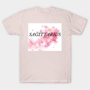 Sagittarius with Pink Watercolor Flowers T-Shirt